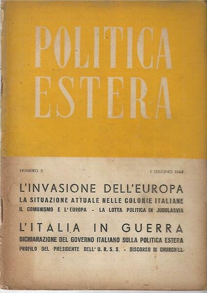 POLITICA ESTERA ANNO I N. 5 - GIUGNO 1944