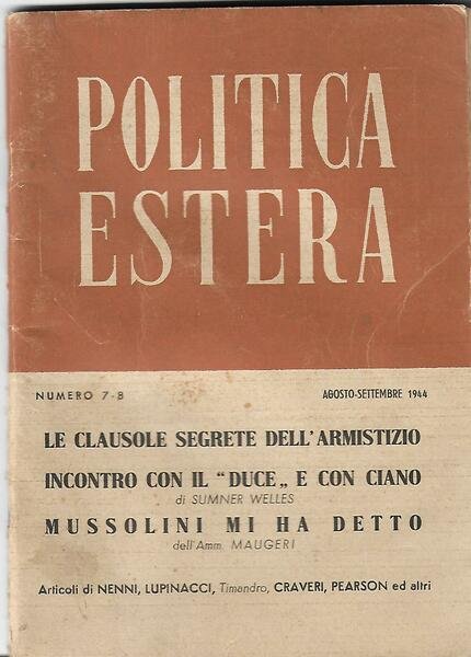 POLITICA ESTERA ANNO I N. 7-8 AGO/SET 1944