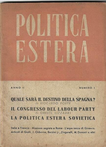 POLITICA ESTERA ANNO II N. 1 GENN 1945