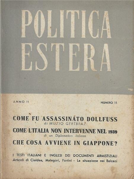 POLITICA ESTERA ANNO II N. 11 - NOVEMBRE 1945