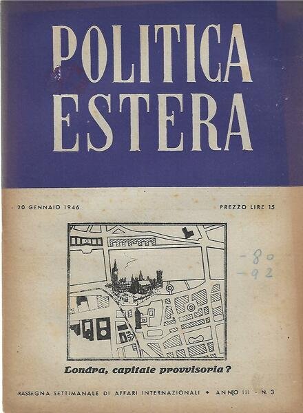 POLITICA ESTERA ANNO III N. 3 - 20 GENNAIO 1946