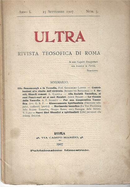 ULTRA ANNO I N. 5 - 25 SETTEMBRE 1907