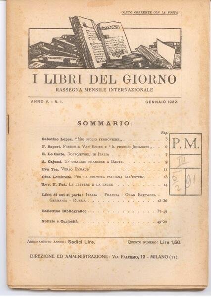 I LIBRI DEL GIORNO ANNO V (1922) - ANNATA COMPLETA