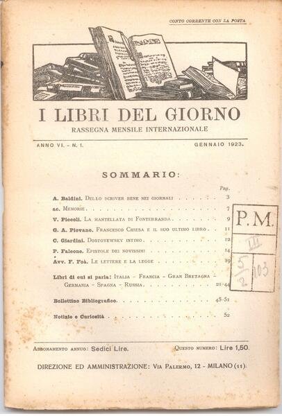 I LIBRI DEL GIORNO-ANNO VI (1923)-ANNATA COMPLETA