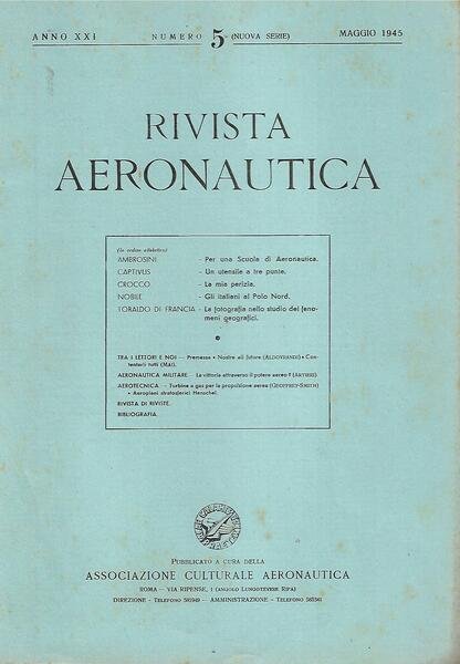 RIVISTA AERONAUTICA - ANNO XXI - 1945 - 6 NUMERI