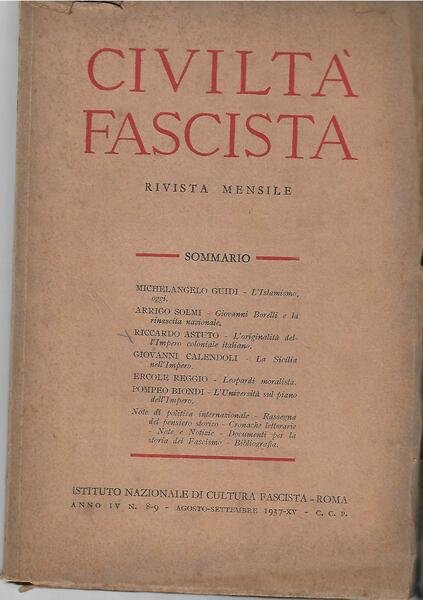 CIVILTA' FASCISTA - ANNO IV - N. 8/9 -AGO/SET 1937