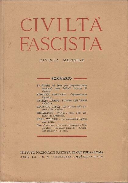 CIVILTA' FASCISTA - ANNO III - N. 9 - SETT. …