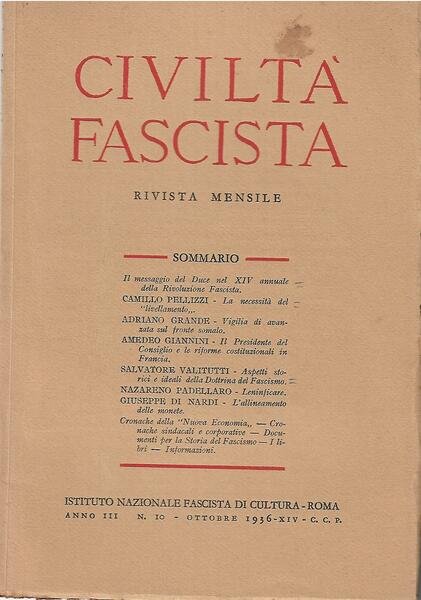 CIVILTA' FASCISTA - ANNO III - N. 10 - OTT. …