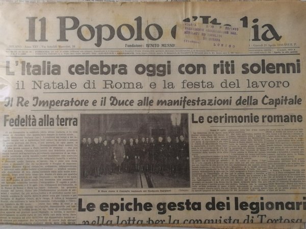 IL POPOLO D'ITALIA 21 APRILE 1938