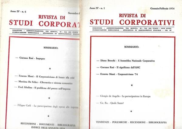 RIVISTA DI STUDI CORPORATIVI - ANNO IV-1974 COMPLE