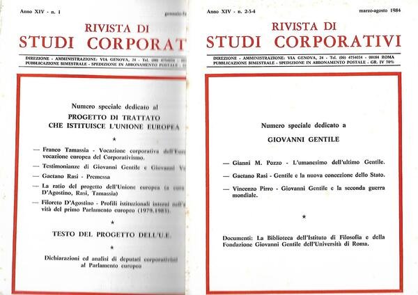 RIVISTA DI STUDI CORPORATIVI ANNO XIV-1984 COMPLE