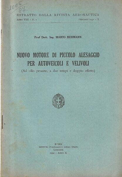 Nuovo motore di piccolo alesaggio per autoveicoli e velivoli