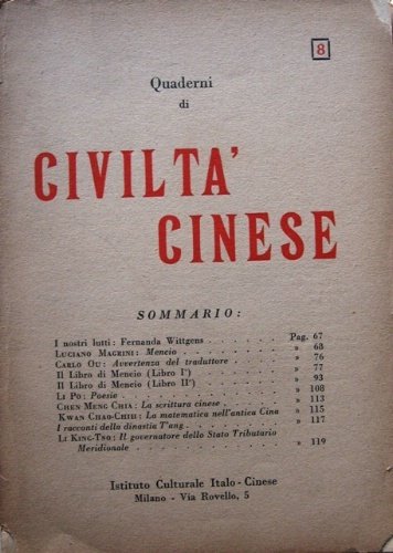 Quaderni di civiltà cinese. VIII.