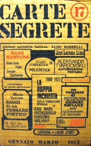 Carte segrete. Rivista trimestrale di lettere e arti. Direttore Domenico Javarone. Vice-Direttore Gianni Toti.