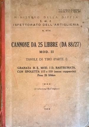Cannone da 25 libbre (da 88/27) mod. II. Tavole da …