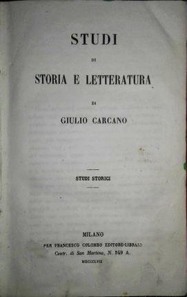 Studi di storia e di letteratura.