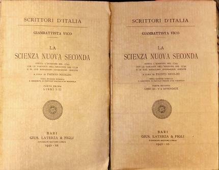 La scienza nuova seconda. Due volumi. Giusta l’edizione del 1744 …
