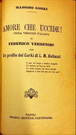 Amore che uccide ! Prima versione italiana di Federico Verdinois …