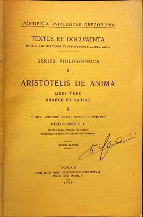 Aristotelis de anima. Libri tres graece et latine. Volume I.
