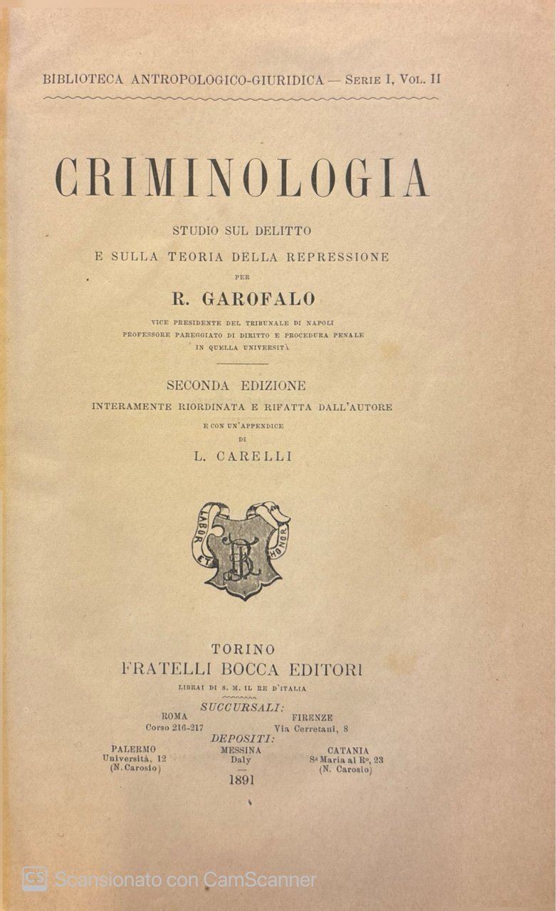 Criminologia, studio sul delitto e sulla teoria della repressione. | Immagine principale