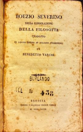 Della consolazione della filosofia.