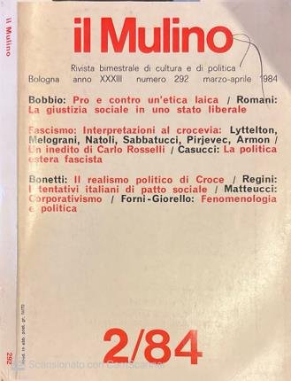 Il Mulino 292. Anno XXXV. Marzo aprile 1984. | Immagine principale