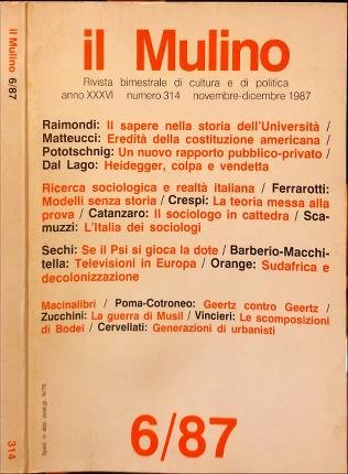 Il Mulino 314. Anno XXXVI. Novembre-dicembre 1987.