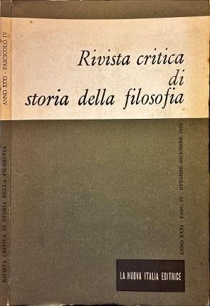 Rivista critica di storia della filosofia. Anno XXXI, Ottobre-Dicembre 1976, … | Immagine principale