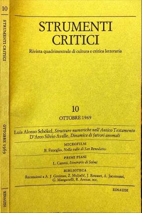 Strumenti critici 10. Ottobre 1969. Rivista quadrimestrale di cultura e …