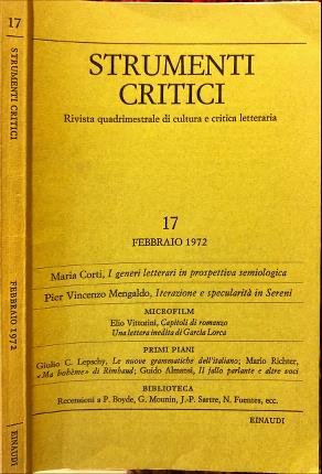 Strumenti critici 17. Febbraio 1972. Rivista quadrimestrale di cultura e …