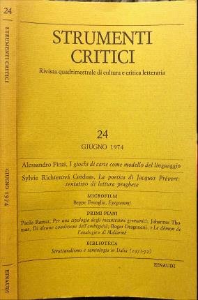 Strumenti critici 24. Giugno 1974. Rivista quadrimestrale di cultura e …