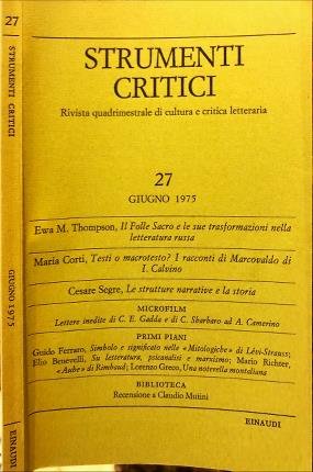 Strumenti critici 27. Giugno 1975. Rivista quadrimestrale di cultura e …