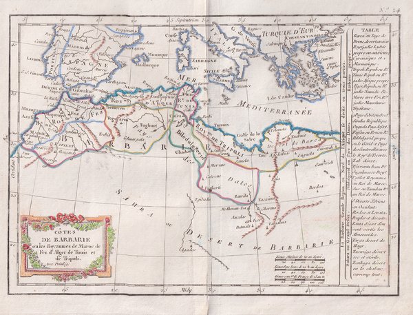 Nord Africa, C.F. Delamarche, 1816 Mappa del Nord Africa, Costa …