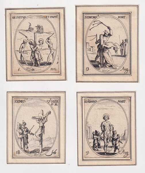 Jacques CALLOT (1592-1635), 4 tavole del Martirio dei Santi, XVII …