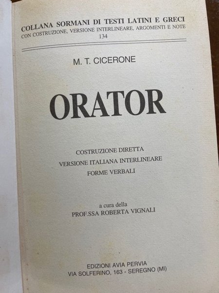 ORATOR ( L' ORATORE ) ( VIGNALI ROBERTA ) ( …