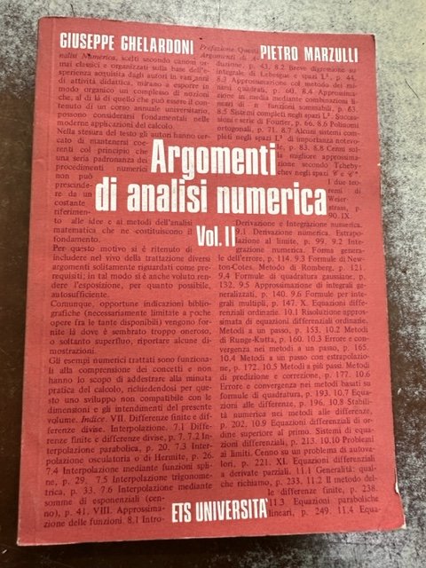 ARGOMENTI DI ANALISI NUMERICA VOL.2