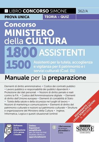CONCORSO MINISTERO DELLA CULTURA 1800 ASSISTENTI. 1500 ASSISTENTI PER LA … | Immagine principale
