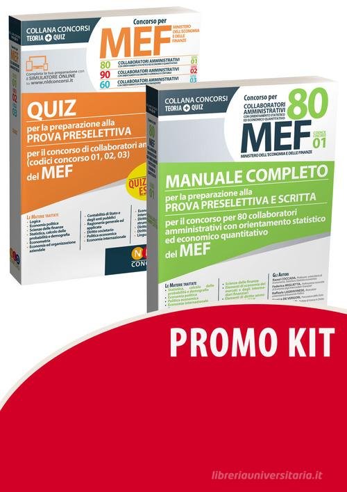 CONCORSO PER 80 COLLABORATORI MEF. MANUALE COMPLETO PER LA PREPARAZIONE … | Immagine principale