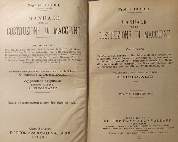 Manuale per la cotruzione di macchine. Volume terzo. Appendice.