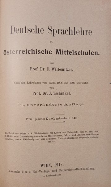 Deutsche Sprachlehre für Mittelschulen