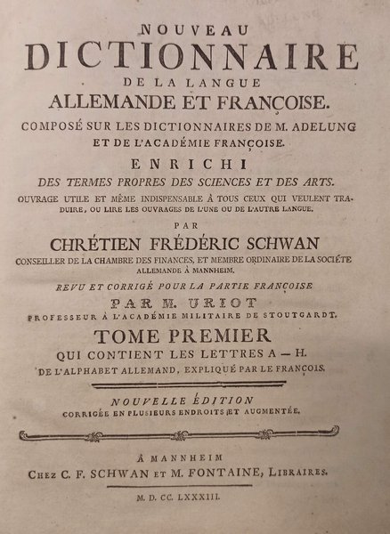 Nouveau Dictionnaire de la langue francoise et allemande 3 Bände.