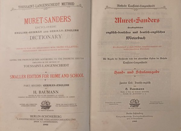 Muret - Sanders. Encyclopaedic English-German and German-English Dictionary