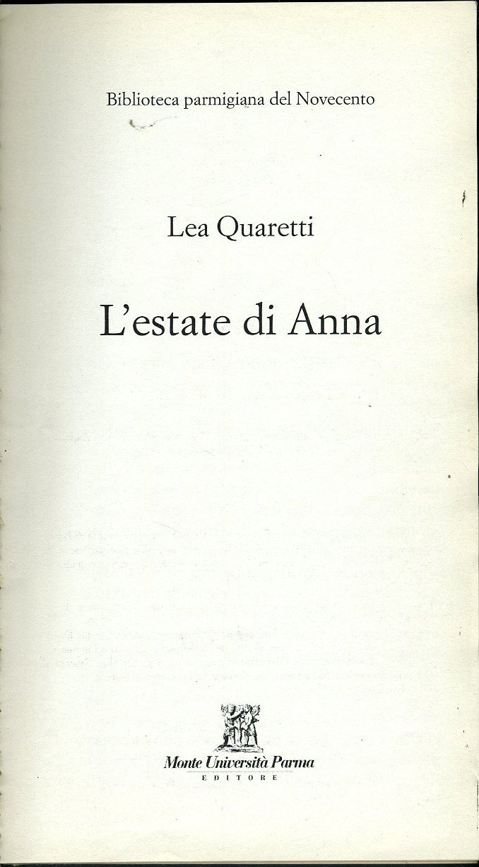 L`estate di Anna (Biblioteca parmigiana del Novecento)