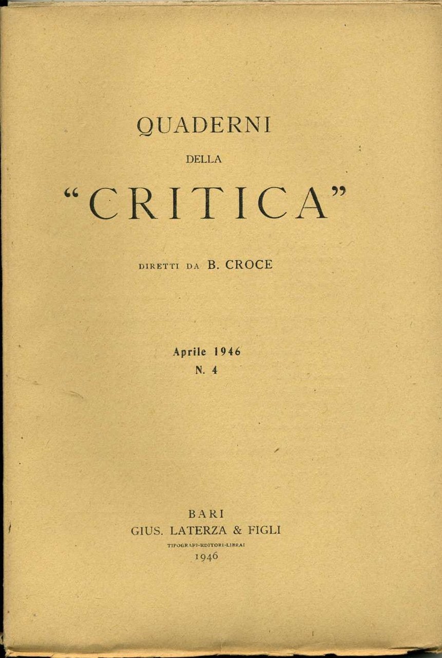 quaderni della critica n.4 aprile 1946 benedetto croce