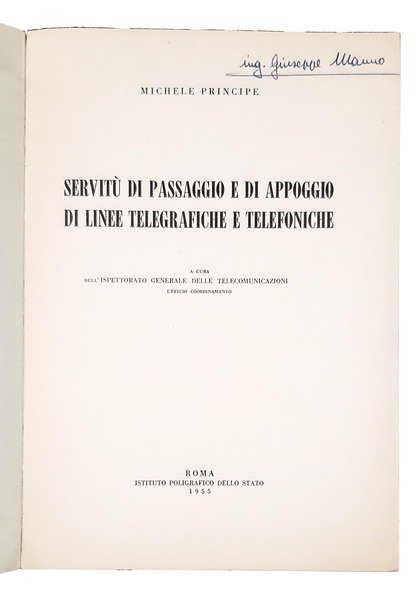 Servitù di passaggio e di appoggio di linee telegrafiche e …