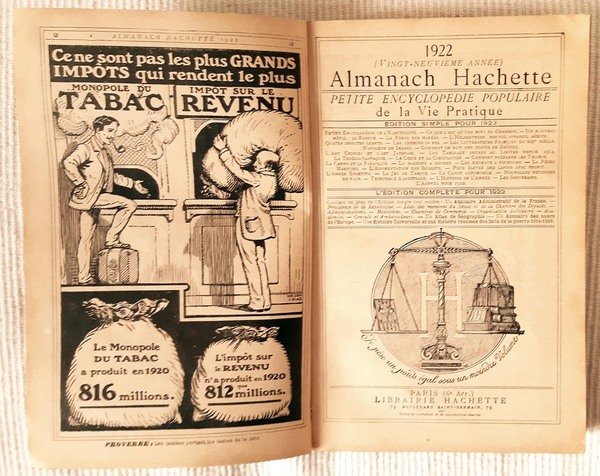 Almanach Hachette 1922, Petite Encyclopédie Populaire de la Vie pratique. …