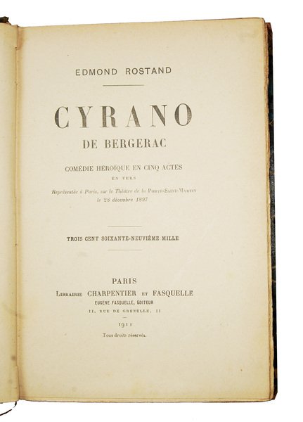 Cyrano de Bergerac. Comedie heroique en cinq actes en vers. …