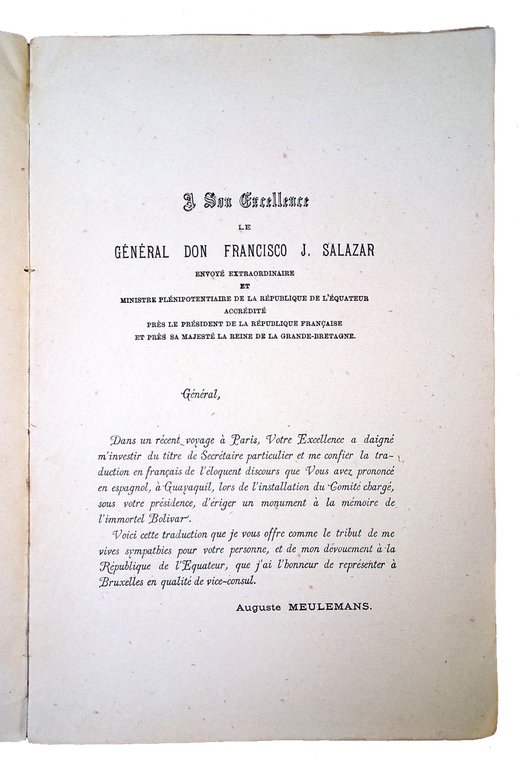 Discours du General Don Francisco J. Salazar, prononce lors de …