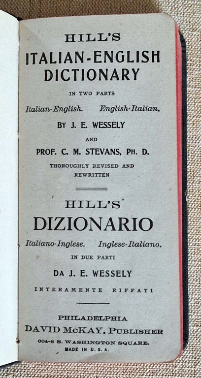 Hill's Italian-English dictionary: in two partes Italian-English. English-Italian. By J.E. … | Immagine Gallery 3