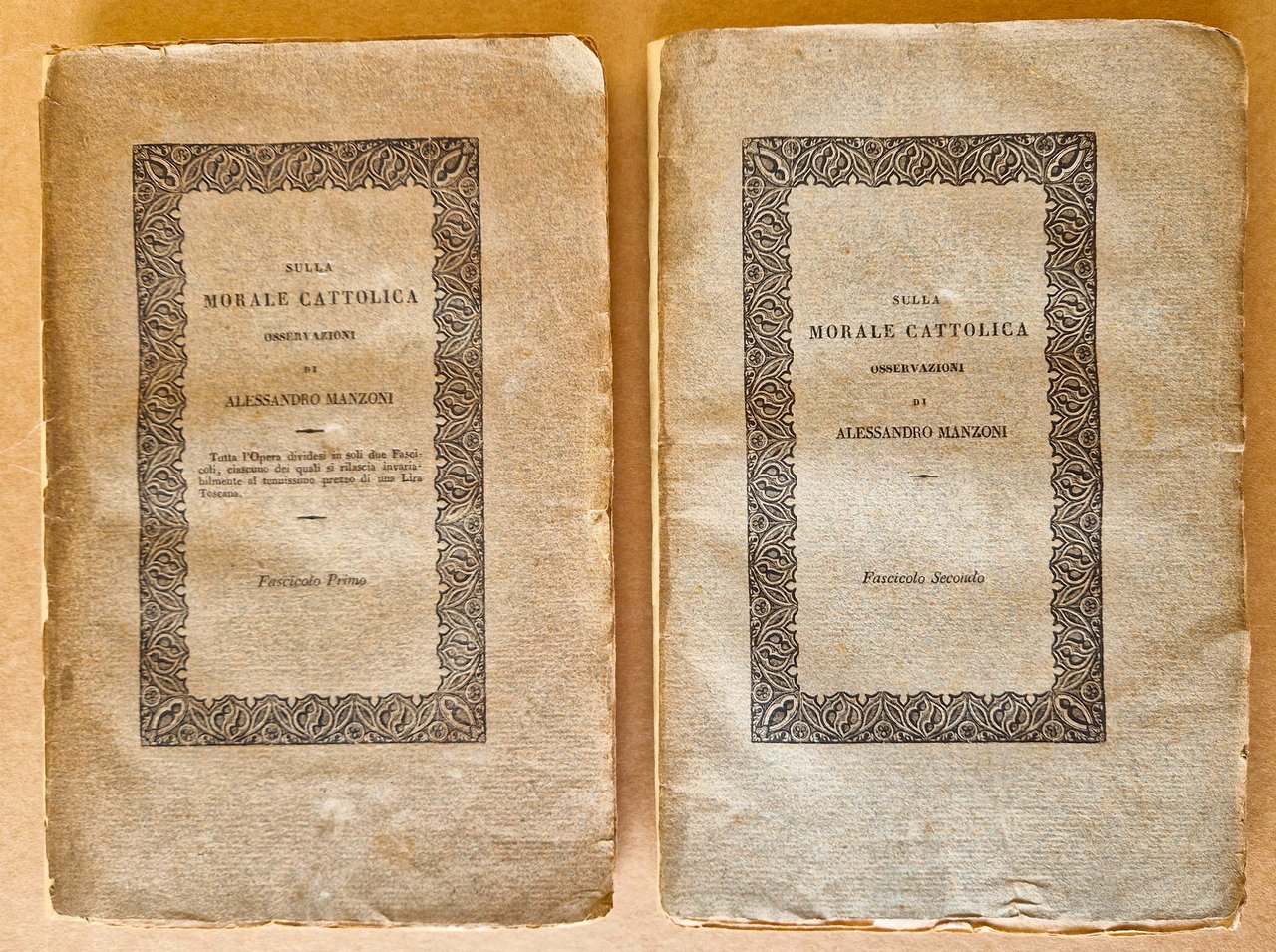 Sulla morale cattolica. Osservazioni di Alessandro Manzoni. Fascicolo primo (-secondo).